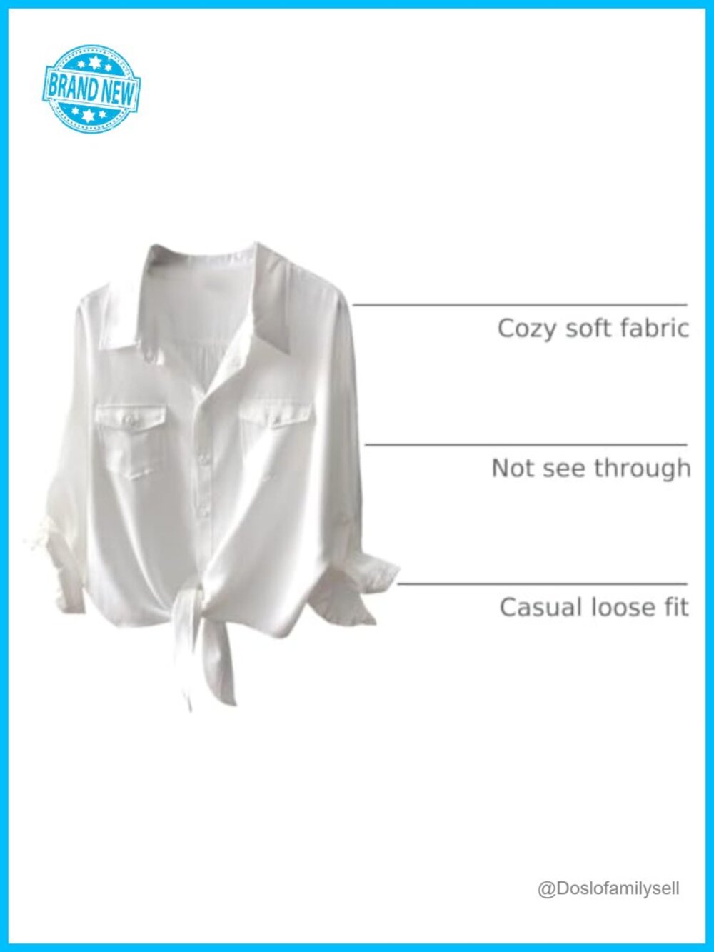 Loose Fit 3/4 Sleeve Tie Front Office Blouse - Picture 3 of 6